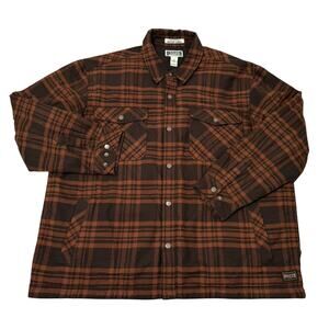 Duluth Trading Plaid Folklore Flannel Insulated Shacket Brown Men Shirt Size XXL